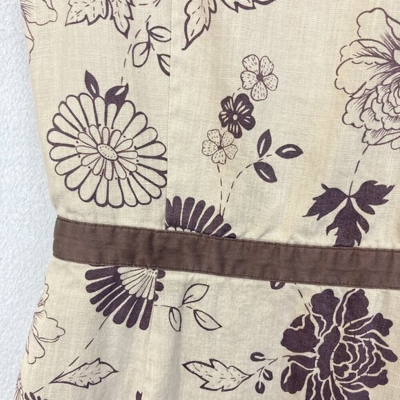 Spenser Jeremy Linen Wrap Dress Womens 12 Floral Sleeveless Knee Length Neutral - Picture 12 of 12